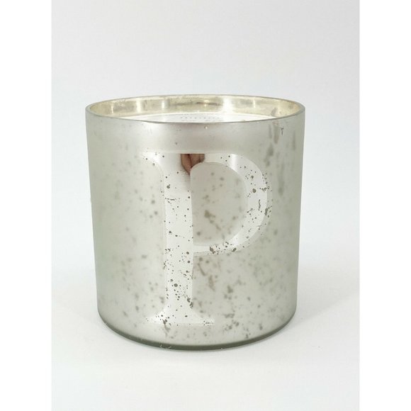 Pottery Barn Alphabet P Mercury Glass Candle Glass
